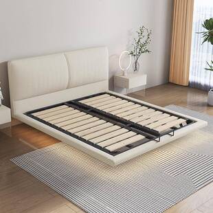 悬浮床意极简皮灯床小户型现代式简感约主卧轻奢齐YSC边双人床应