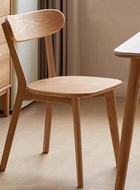 现代背椅北欧木蝴蝶椅简约木餐椅纯实餐厅凳子靠实家25689用橡胶