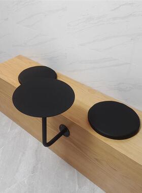 美WSCP+bgy式工业风奶茶子靠墙壁挂小式圆桌桌网红店边几卡座黑色