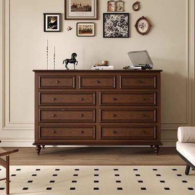 美式实木斗柜床尾柜复置九物50373收纳储物柜古卧客厅五七室斗斗