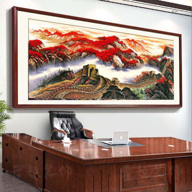 公办图室装饰字画红运鸿运当头国画山风景挂画靠山客厅背水LJG景