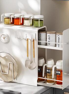 多功能厨房用YHXSC品纳抽柜防置尘台面窄边调料架多层拉式收调味