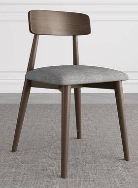 北欧中古板简约现MZL-ML92风代橡木靠背椅软包休户闲小型家用实木