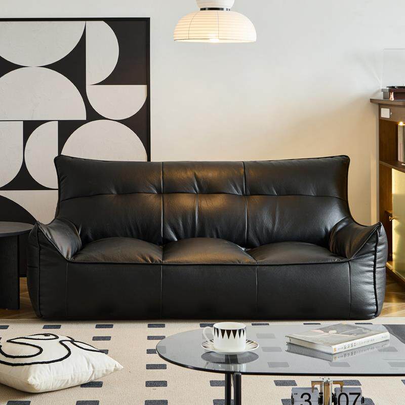 W8黑色人沙发双沙人发可睡可榻榻米卧室EHV懒客厅躺服装店单人沙