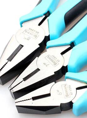 百锐钢丝钳老虎钳6寸8寸断线钳虎口钳工具省力平口钳克丝钳剪线