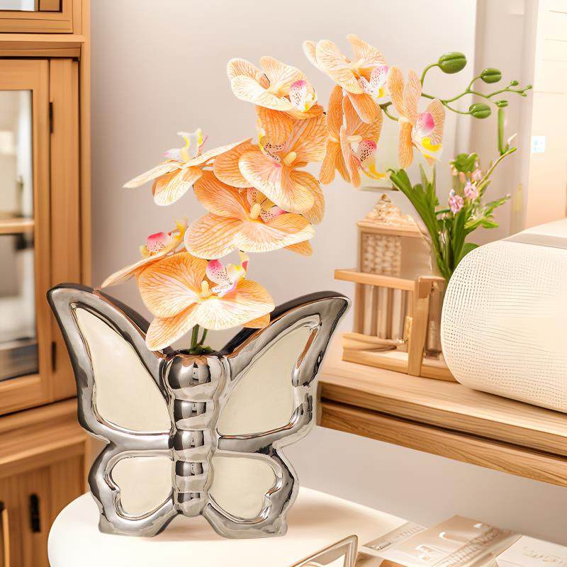 法式中古风蝴蝶花瓶摆件现代高级感客厅电视玄关柜家居小众装饰品