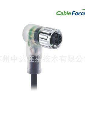 M124Pin母弯头预铸式10M带LED指示灯替换XS2F-M12PVC4A10MPLED