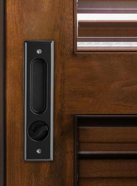 厂拉家YMS15简约铜黄移门锁实手木门把美式黑色推拉门锁钩锁手