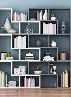 新款简组合书约架易书柜创意转角书架卧室落地简置ZMG物架断隔展