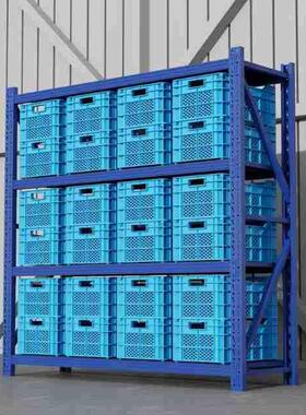 蓝色中型Warehous四层仓货架多层置货架仓库加厚物家储用多功能铁