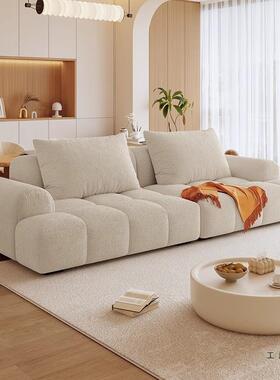 简颐舍奶油风客厅HOC小户租房公型寓民宿现代约奶油风沙出发单人