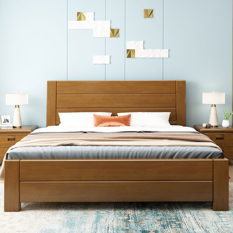 中式实木床1.g8米双人床1.5米中式简约经济型主卧高箱储物现代婚