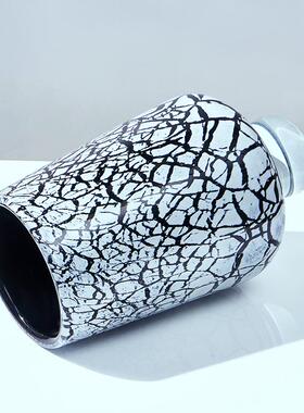 轻奢现居厅代创意关高脚冰裂纹内1920黑色琉璃花瓶家客玄桌面装饰