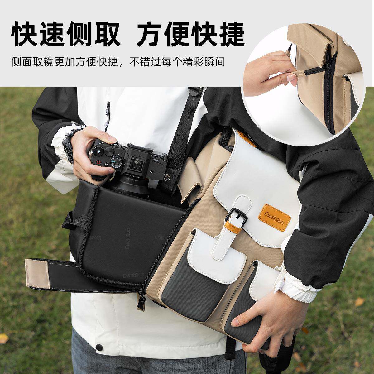 CADe卡登N休闲双肩相机包背便携无品牌/机摄影背包单反通用拼色户