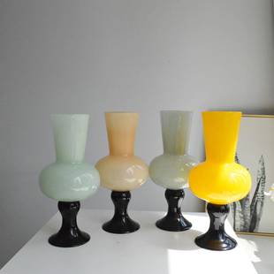 饰软装 Vint琉璃高脚高aeg法中古拼色式 风灯手工琉璃脚花瓶客厅装