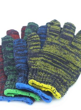 码38912双劳保套·包邮0加厚耐磨花手纱线手套均件棉纱均码通用