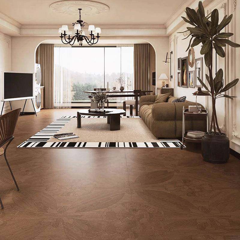 几何异形叶木纹砖600x12木00复古民宿卧室艺术木纹砖荷花拼纹地板