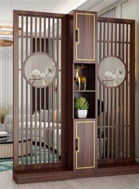 客厅新式屏隔断QLN装饰墙中遮挡实木置物架镂风空现代轻奢入户关