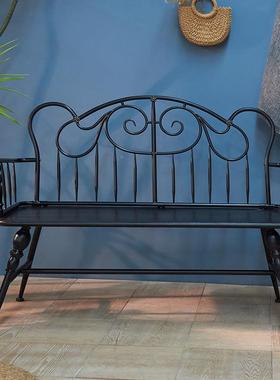 式创意VFQ铁艺复休古白色双靠背椅简约闲排椅轻奢人椅法KD