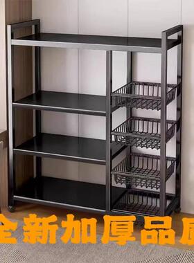 现货置新款厨房物架超加粗GVY菜篮厚子置物架发店小推车加宽理客