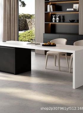 平岛台餐一体家用窄倒台小户型CSQ厨房齐吧隔断小型台岩板中桌导