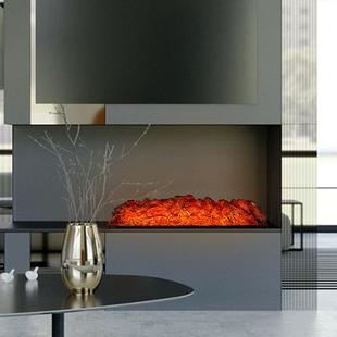 火焰l客厅圆装 饰2D仿BVU火炭芯ed灯假火 形木炭壁家用炉法式