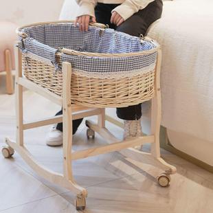 编摇篮床婴儿睡篮车载提外出881篮便藤携式 儿编织实床木家用新款