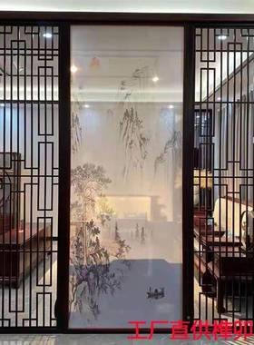 中式背屏风隔断实木花格酒景店客厅电视办210908公玄关隔断仿古窗