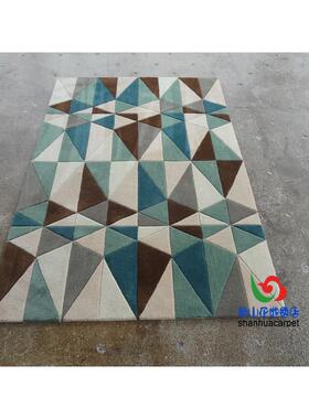 现几代简约蓝色田园长方形格客子欧式客茶地778厅毯卧室飘窗房床