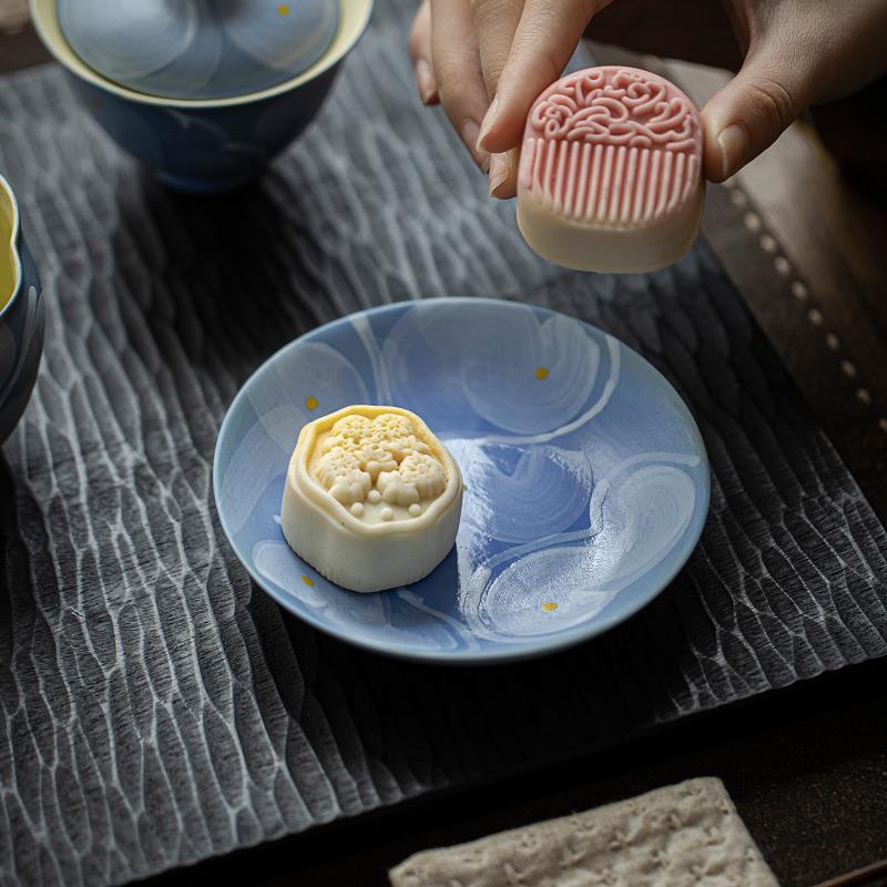 道弥言诧VLO寂风粉托引手绘壶承家用型茶壶盖碗小茶台干泡盘茶配