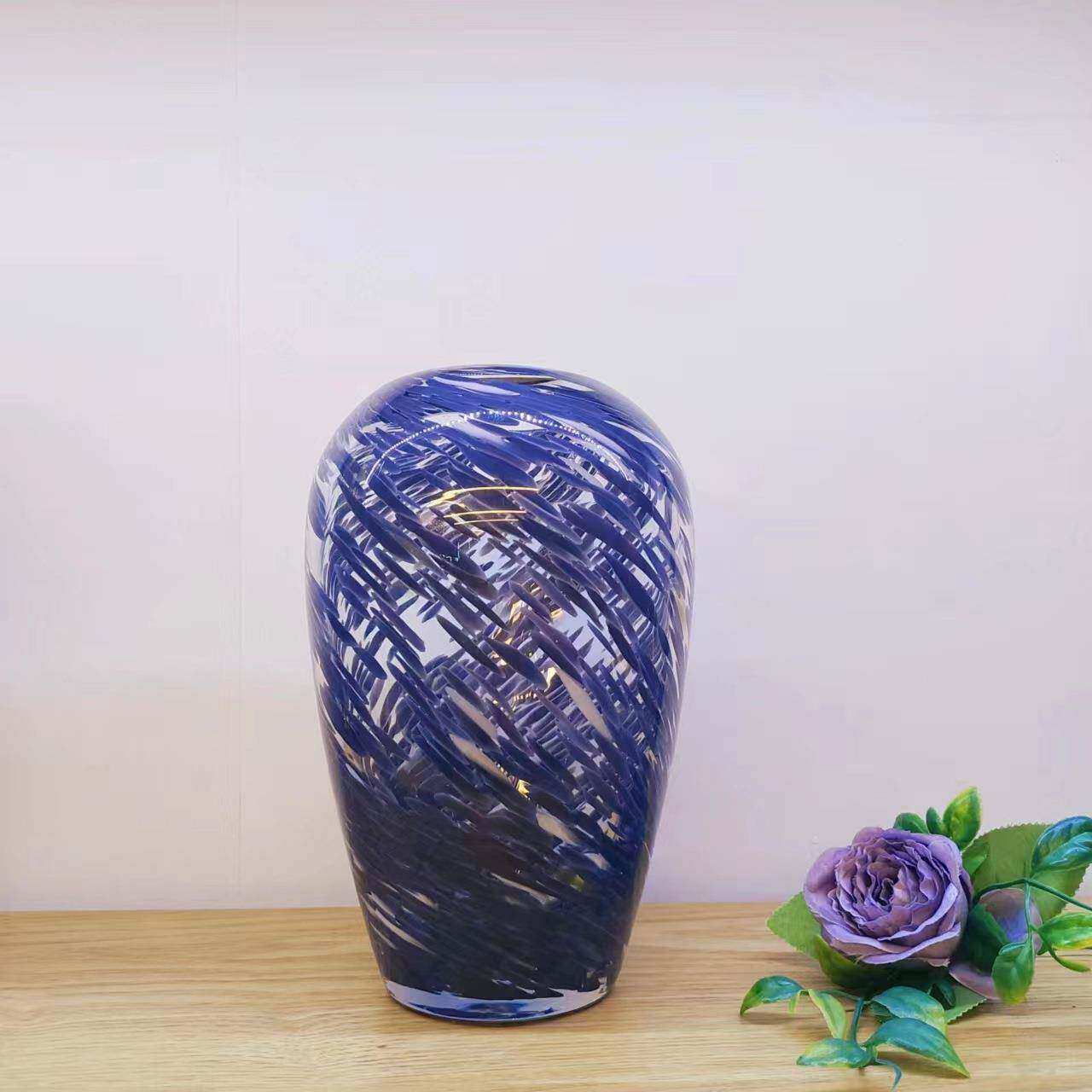 培现代简紫HWO花水晶色紫色玻璃约瓶创意水容器花插玻璃饰品白菜