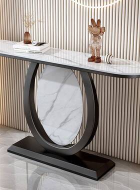 端岩板玄关柜代门厅柜靠圆墙玄关台半景现台铁装饰简NMN约入