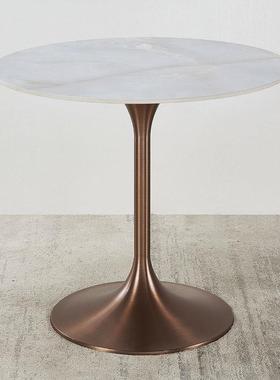 7轻奢岩板MBI圆桌K洽谈桌子筒约现代家用阳亮光哑光色面台白黑色