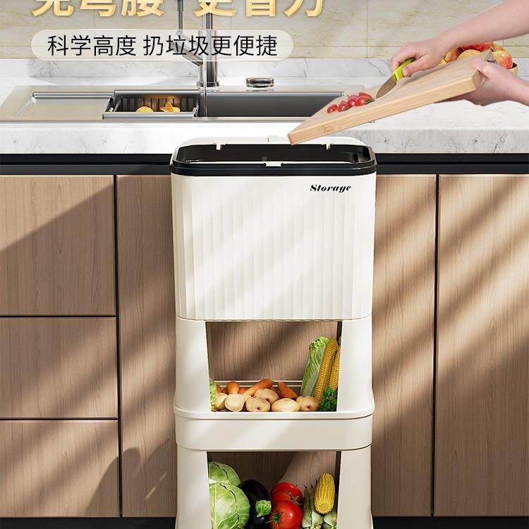 厨房垃圾桶高款可容移动家用大量带盖免置弯腰卫F98JS868生桶式滑