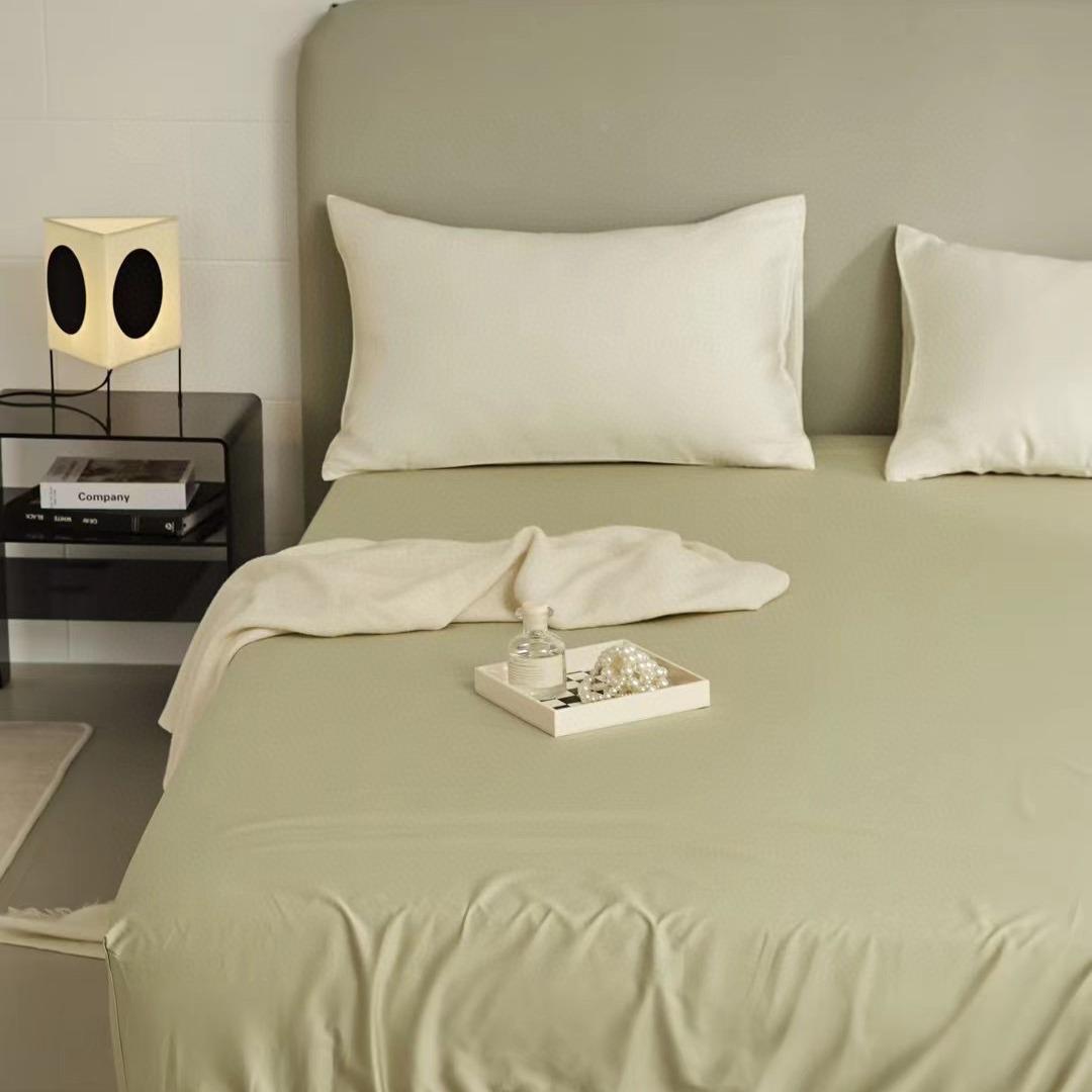 100长绒棉缎全睡棉床YMU单床贡笠单件支枕套春夏裸高档轻奢简约纯