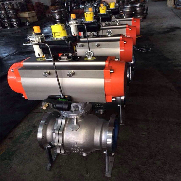 气动法兰球阀 Q647H-40RL DN500  气动固定式不锈钢球阀