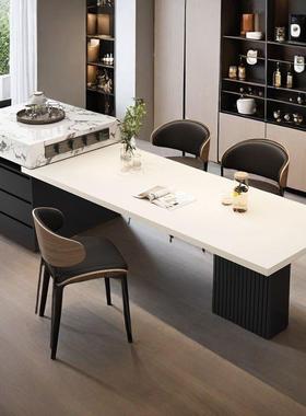 岩板意式岛台餐桌极简缩户型家用伸高茶端一体RIT多小功能厨房泡