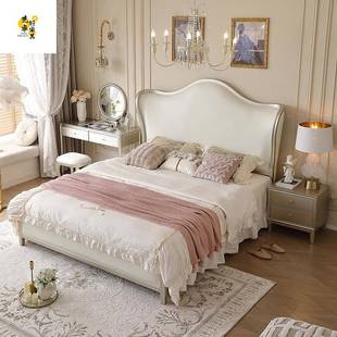 主宝卧床公 轻奢实木床1米8主大高端卧室床床元 GUH法式 双人床美式