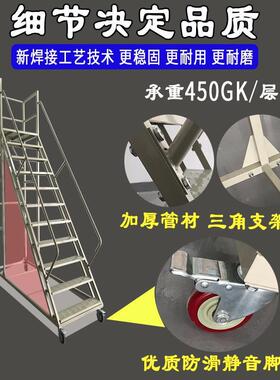 登梯子库房车超高市仓库取货带轮检工加作注无品牌/塑料登高梯移
