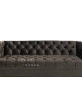 轻奢拉式三人丝26429组绒布沙发港式后现代美金属布艺扣沙发客厅