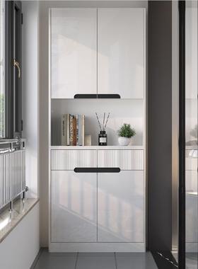 C简约餐边柜白色烤漆9极高柜靠茶墙一体厨房置物收THJ纳水窄酒柜