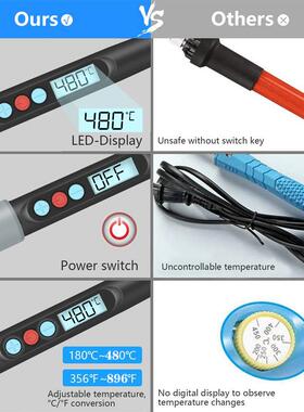 9焊0W显LC2D烙铁接LEA套装配吸数锡器焊锡丝助焊工具110V20V