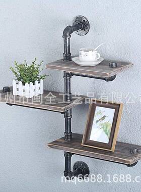 铁艺水三层19160浮动货架管木隔板挂墙纳体壁置物架书架收层架多