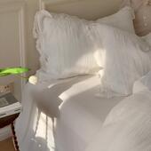 会韩吸 公 淑女纯主棉皱感裸睡四件套法式 双层纱 A576类母呼婴式