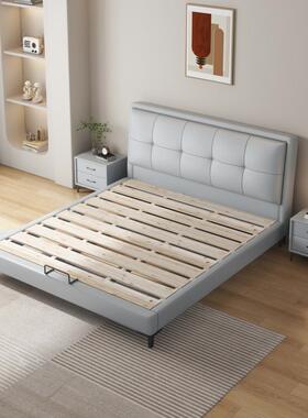 轻8奢风简约现代单人双人床小户1型儿床童.5米1.米OLZ实木软包皮