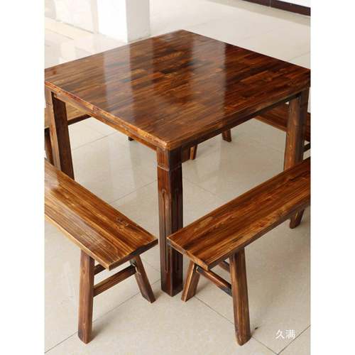 实木桌椅烤组合饭快餐餐餐饮小吃店店桌椅面馆烧四方桌仿YWI古八