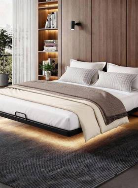 现代简无榻床QRA头约榉榻米现代简约小户型储物网红悬木浮床