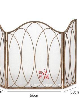 美式炉屏风壁炉三折隔断罩家GNN用壁门带网壁炉护栏火炉围