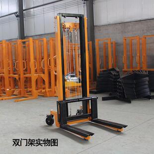 1T2T简易半电动堆高车220341v电动升卸叉车手推移装动堆机降高加