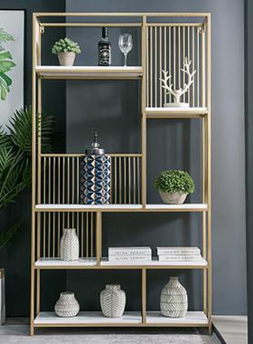 金色铁艺置架办室创意木隔断书柜商场落地实物ZWJ8.16收纳展公示